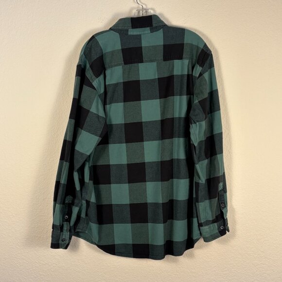 MEN'S Carhart Shirt Rugged Flex Relaxed Fit Green Plaid Button-Down Flannel L - Picture 2 of 5